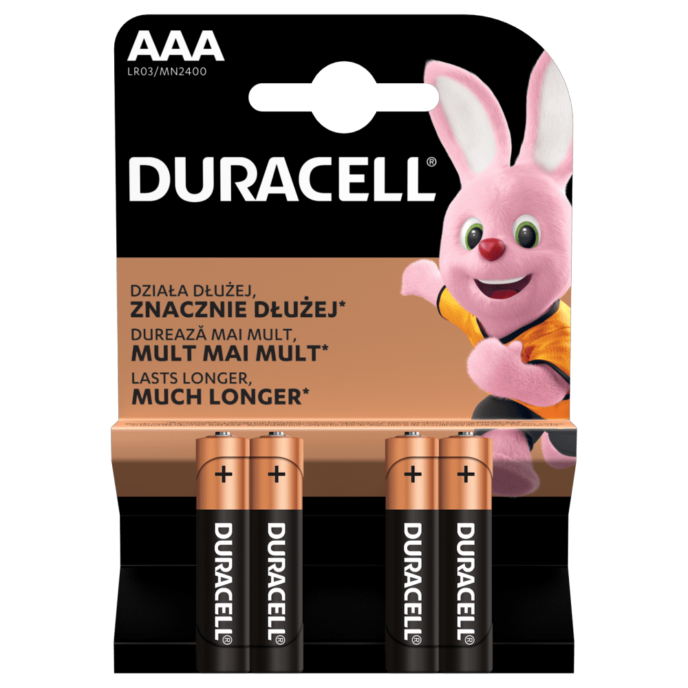 Piles alcalines AAA LR03 1,5V DURACELL / 4 pcs